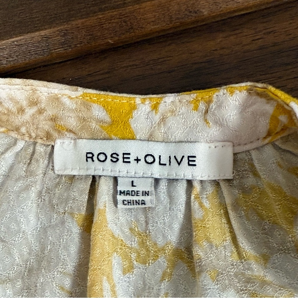 Rose + Olive Yellow Floral Tassel Tank L | Boho Sleeveless Summer Top - Picture 5 of 8